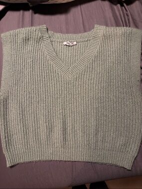 3 for $16! Double Zero Sage Green V‑Neck Knit Sweater Vest